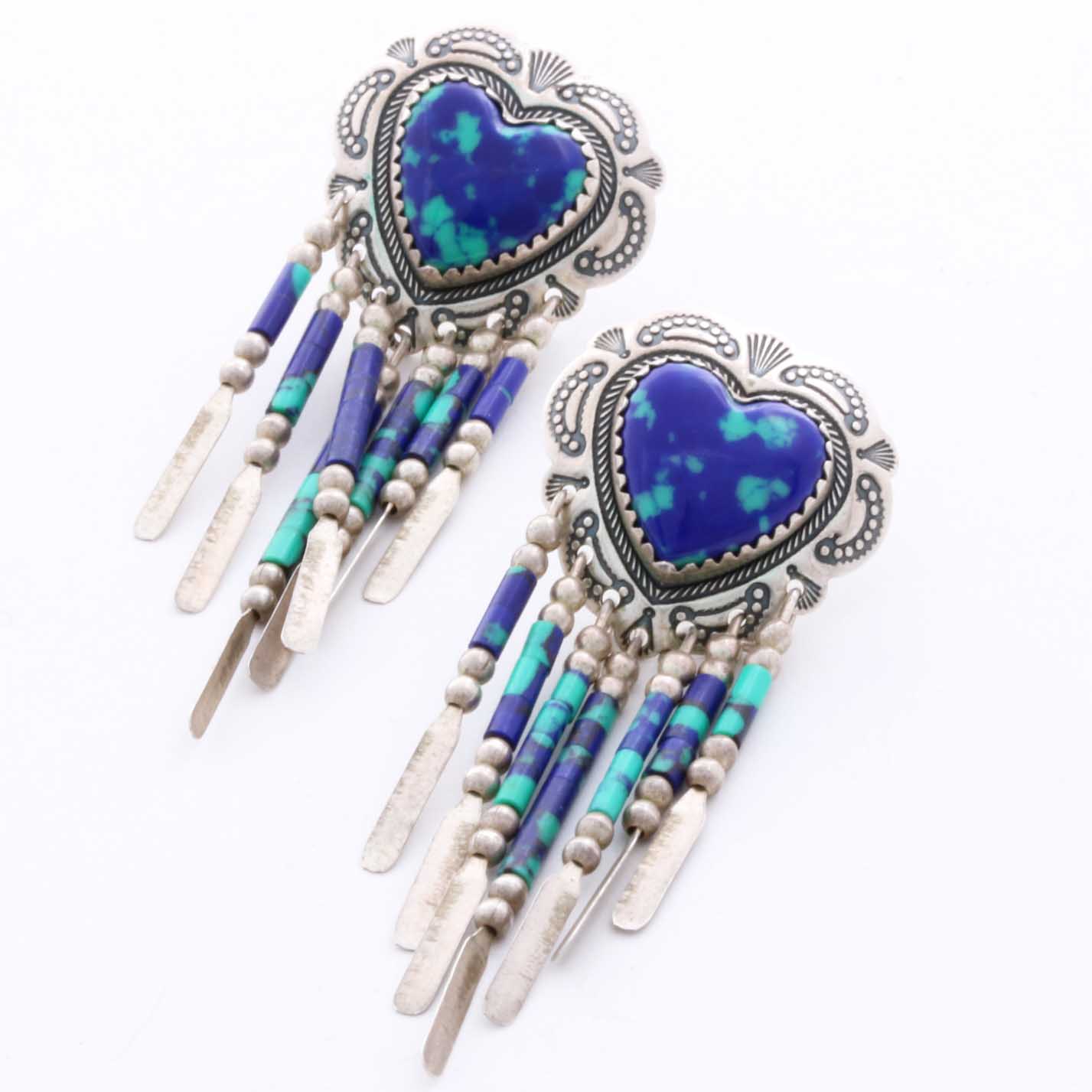 Sterling Silver and Azurmalachite Bracelet and Earring Set