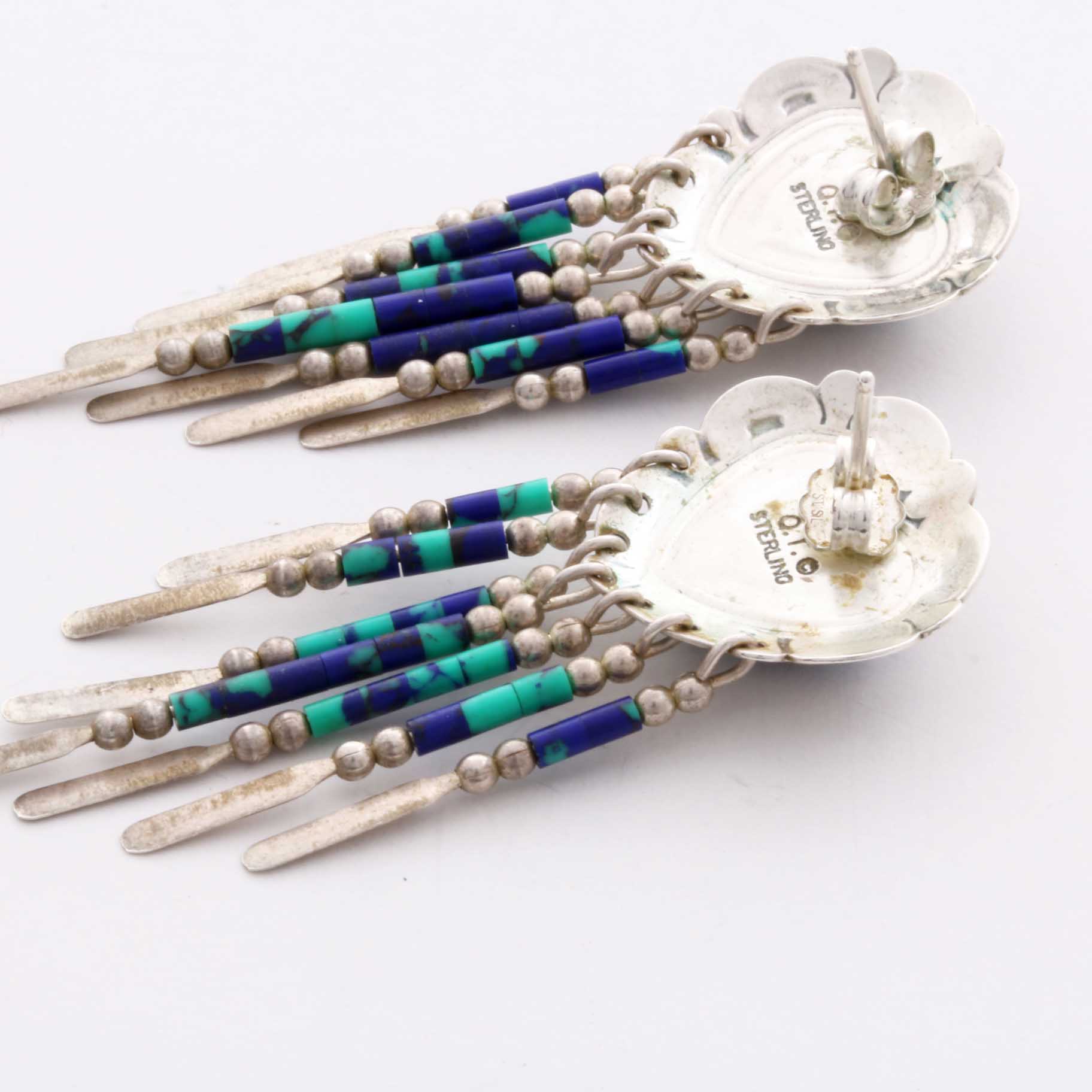 Sterling Silver and Azurmalachite Bracelet and Earring Set