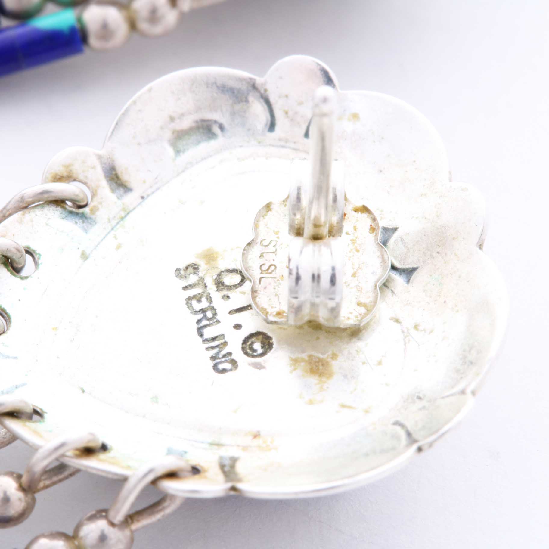 Sterling Silver and Azurmalachite Bracelet and Earring Set