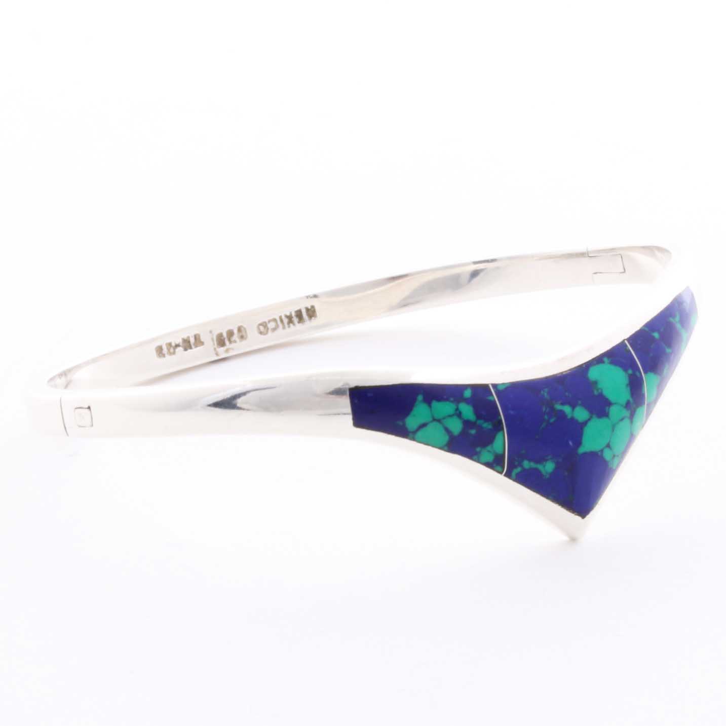 Sterling Silver and Azurmalachite Bracelet and Earring Set