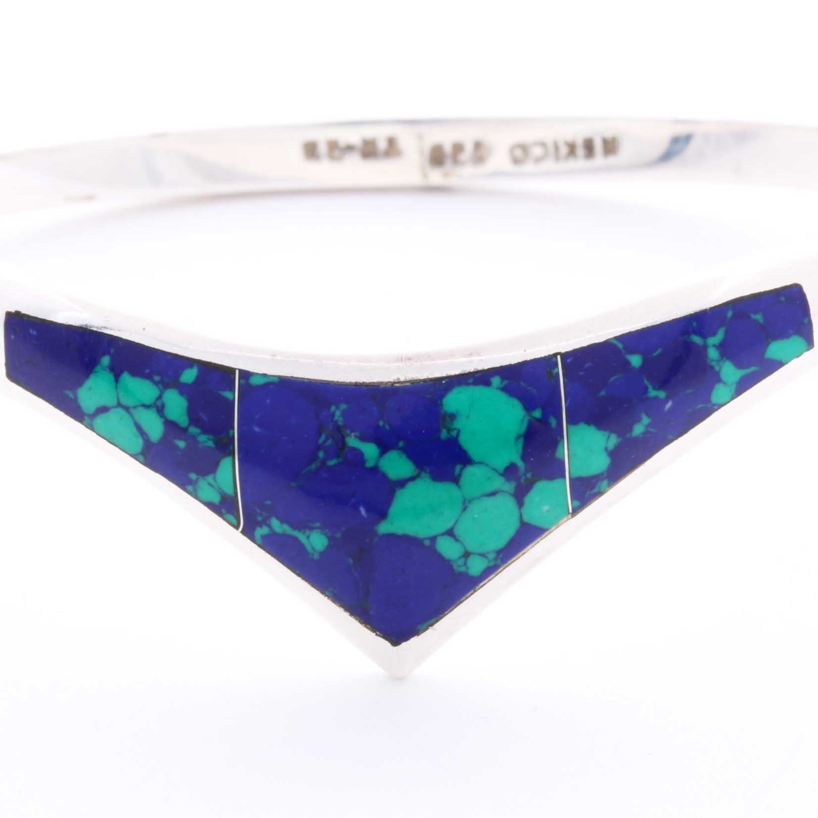 Sterling Silver and Azurmalachite Bracelet and Earring Set