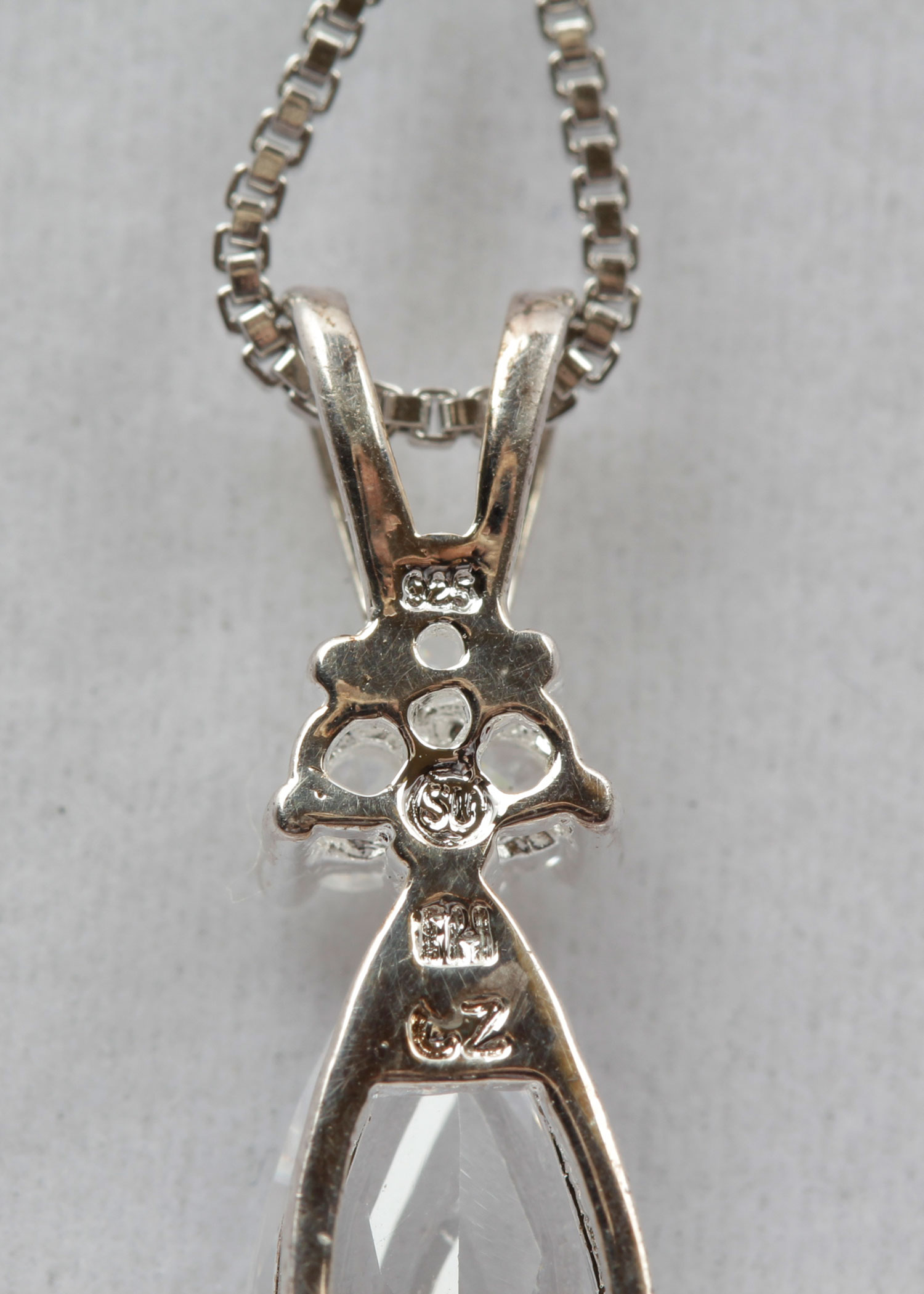 Sterling Silver Cubic Zirconia Drop Pendant Necklace