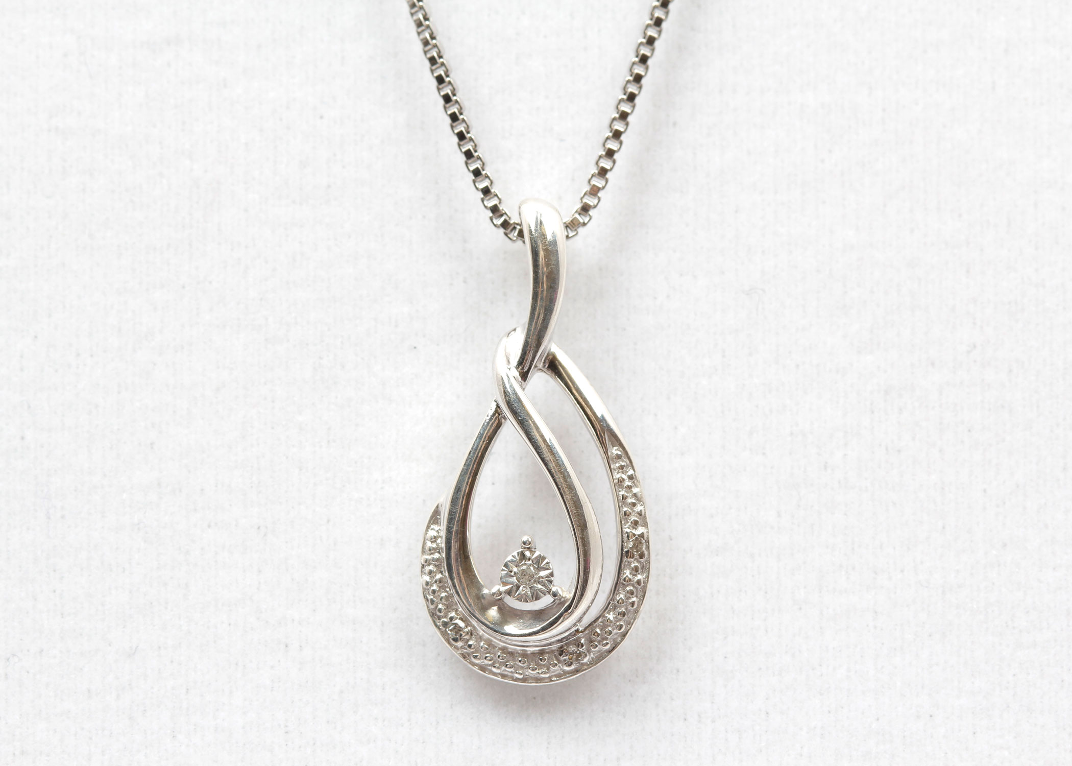 Sterling Silver Diamond Pendant Necklace