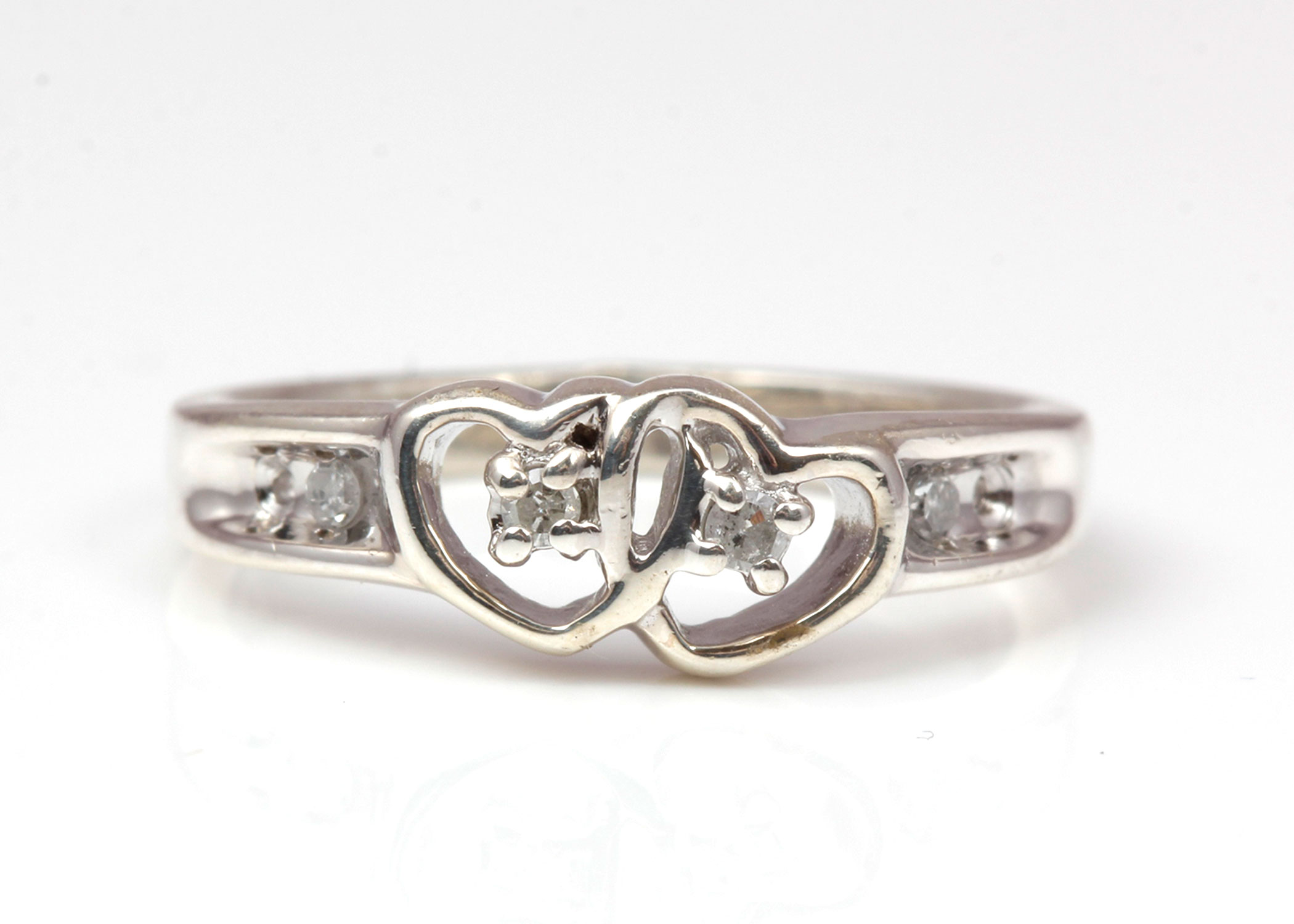 Sterling Silver Diamond Heart Ring
