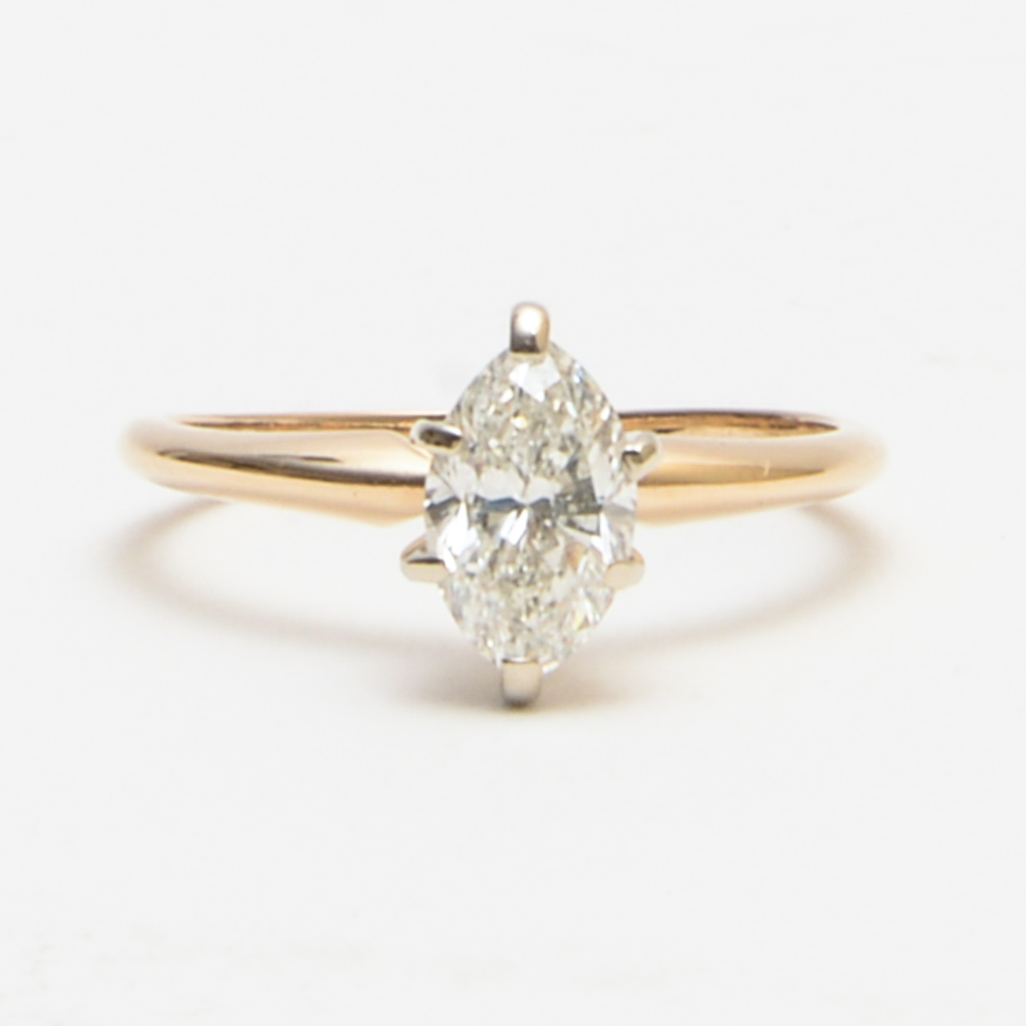 14K Yellow Gold Diamond Marquise Engagement Ring