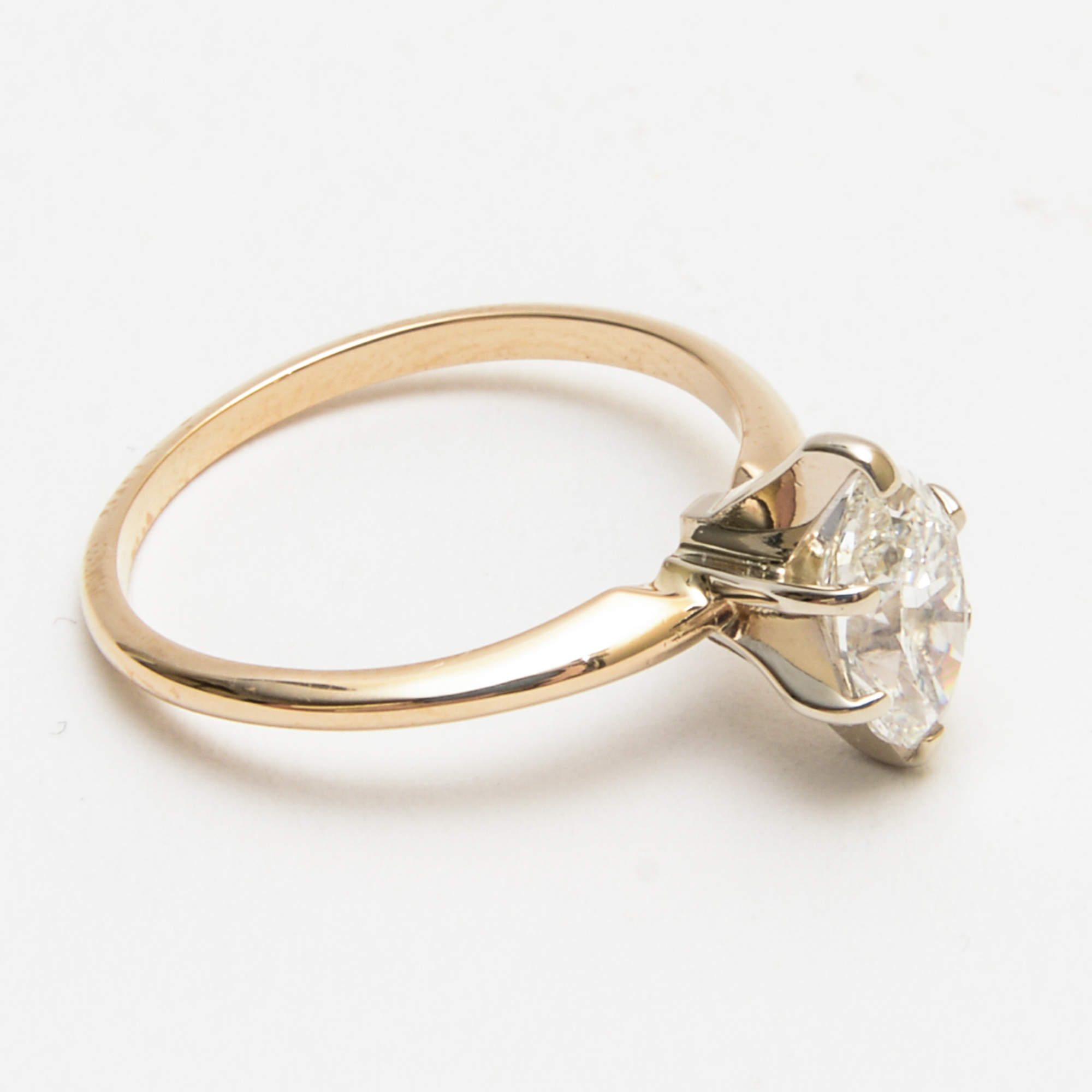 14K Yellow Gold Diamond Marquise Engagement Ring