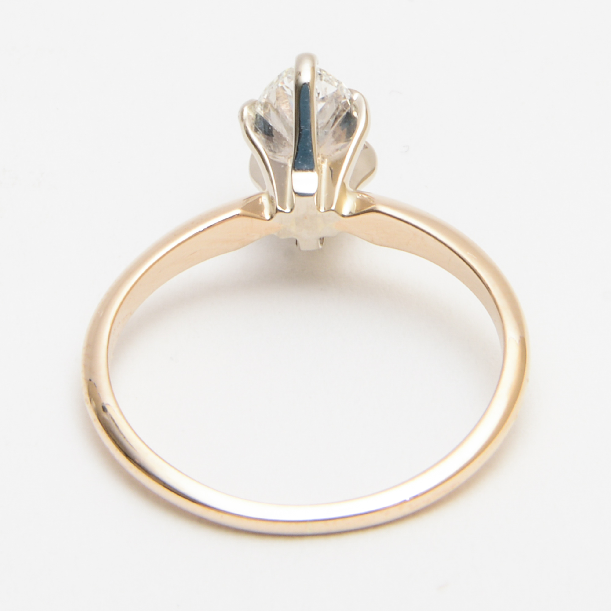 14K Yellow Gold Diamond Marquise Engagement Ring