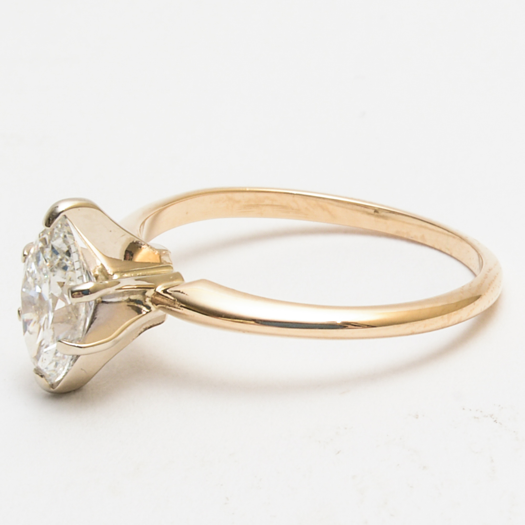 14K Yellow Gold Diamond Marquise Engagement Ring