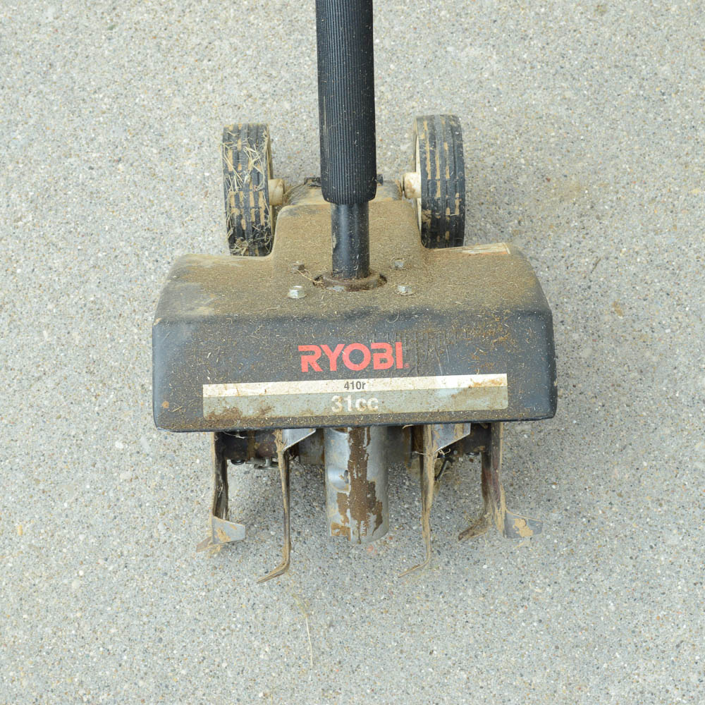 Ryobi Model 410R Garden/Yard Cultivator, Wheelbarrow and Yard Tool Lot