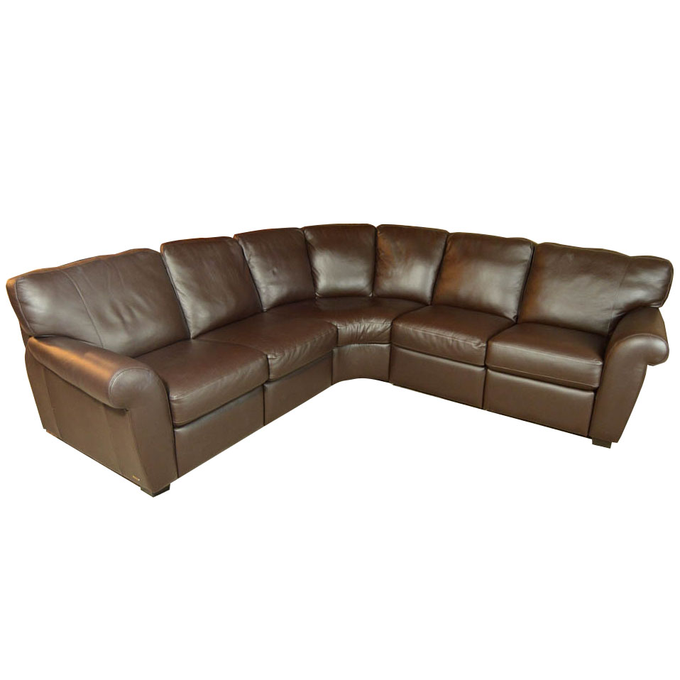 Natuzzi "Saverio" Curved Leather Sofa