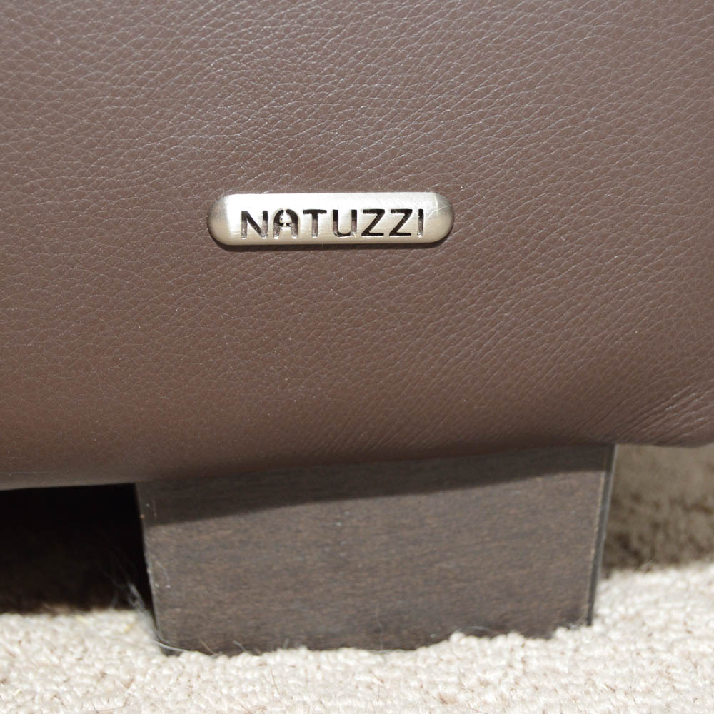 Natuzzi "Saverio" Curved Leather Sofa