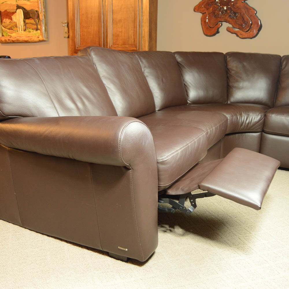 Natuzzi "Saverio" Curved Leather Sofa
