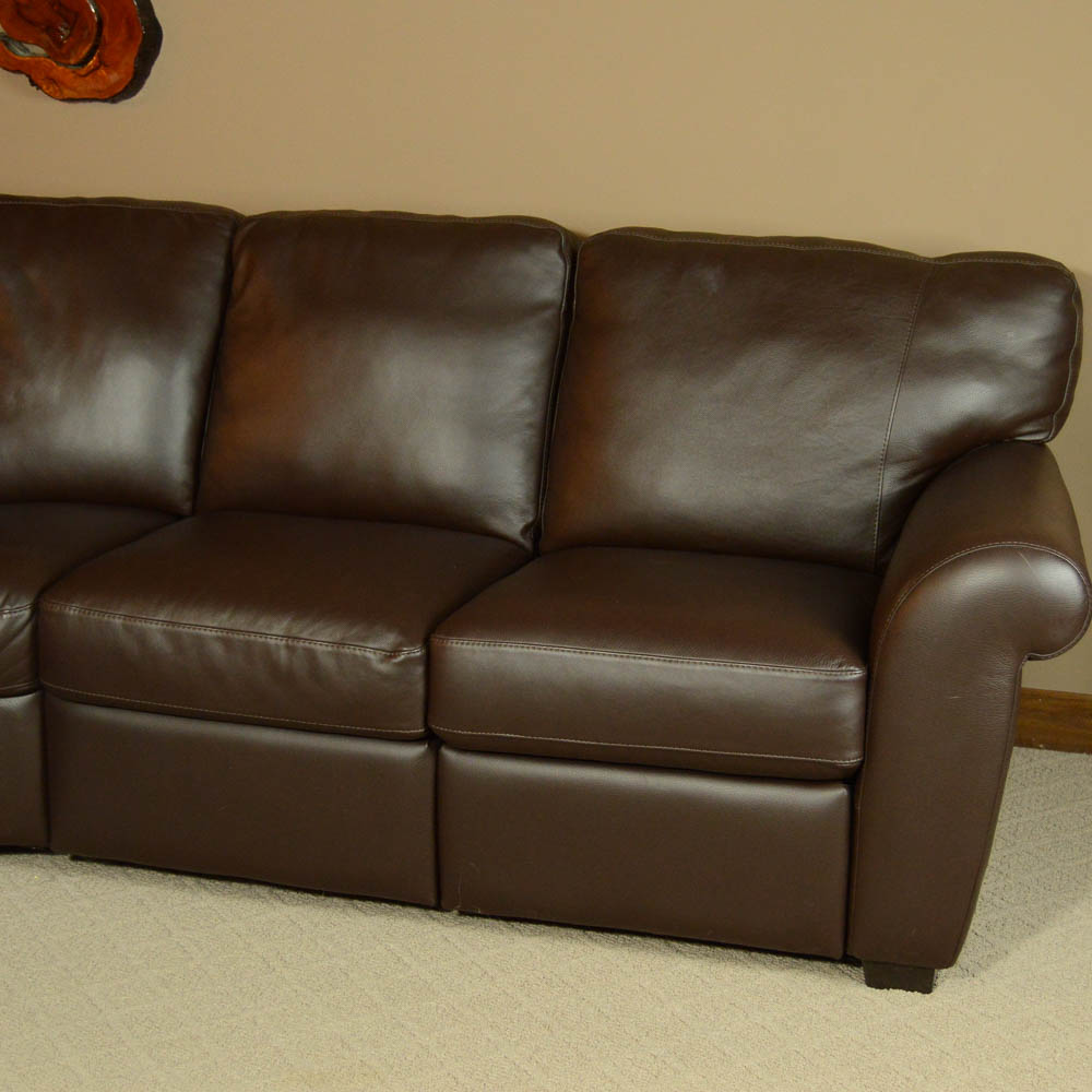 Natuzzi "Saverio" Curved Leather Sofa