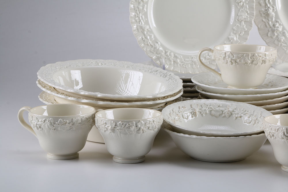 Wedgwood "Queens Ware" Dinner Service with Feather Edge Molding