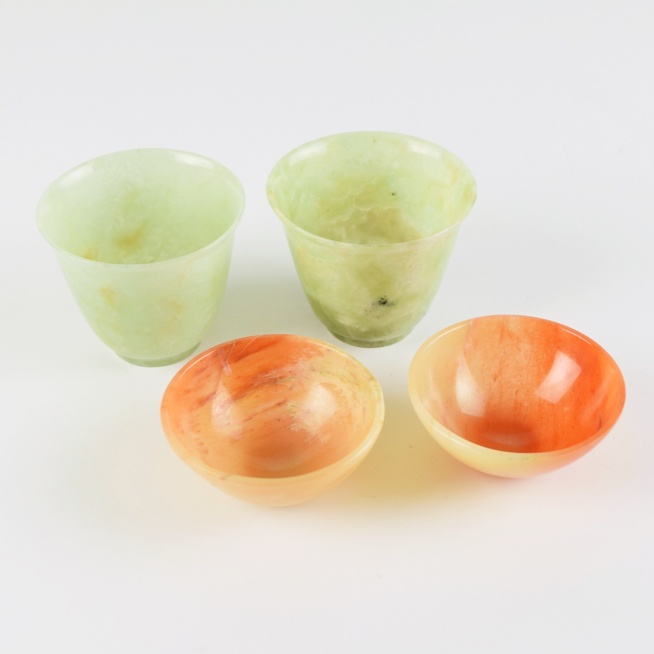 Miniature Stone Bowls, Two Pair