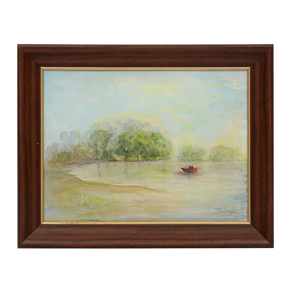 M.L. Wright Signed Original Oil on Canvas Landscape Painting