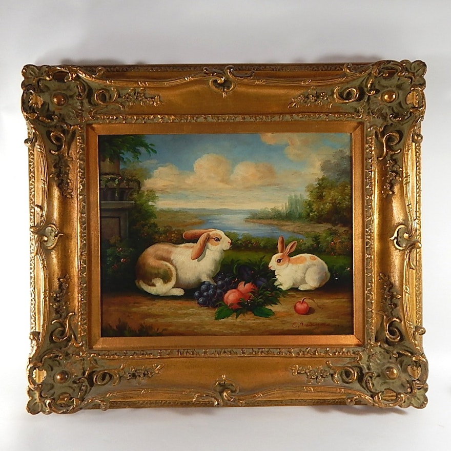 Original Rabbit Painting on Canvas