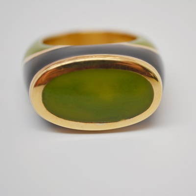 18K Yellow Gold and Enamel Fidia Gioielli Ring