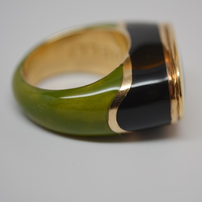 18K Yellow Gold and Enamel Fidia Gioielli Ring