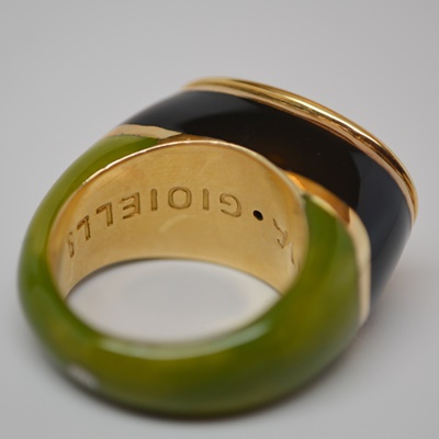 18K Yellow Gold and Enamel Fidia Gioielli Ring