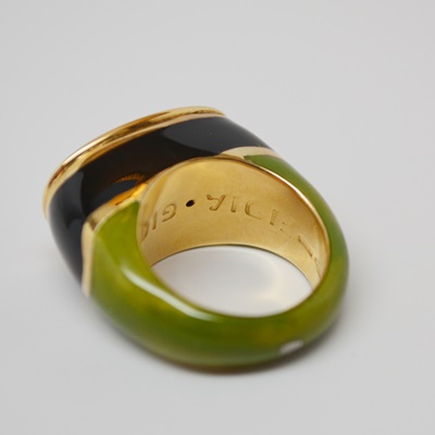 18K Yellow Gold and Enamel Fidia Gioielli Ring