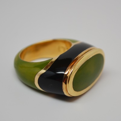 18K Yellow Gold and Enamel Fidia Gioielli Ring