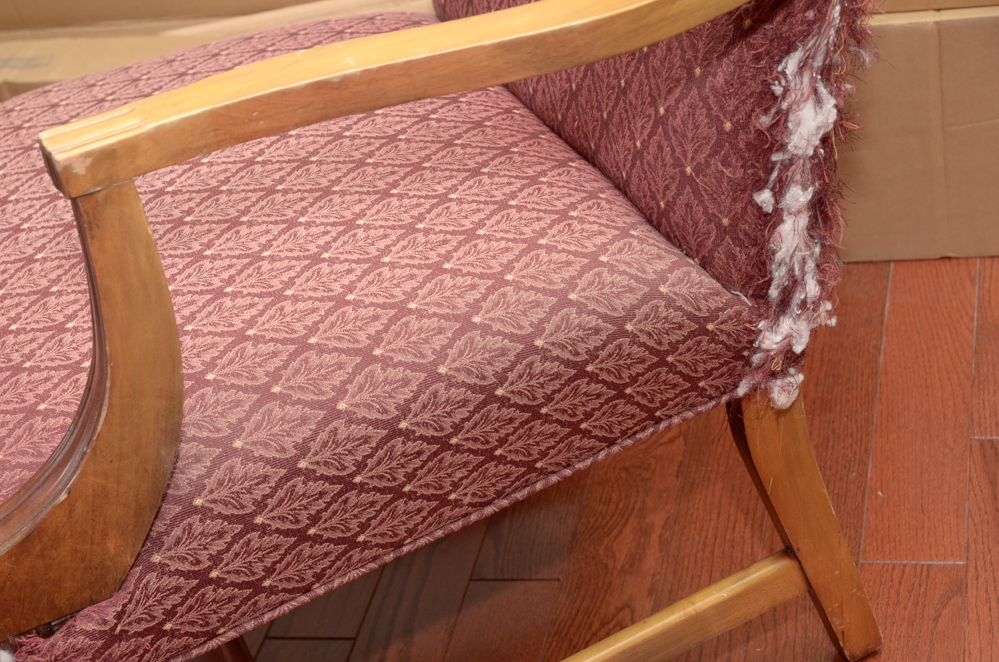 Upholstered Armchair with Wood Frame