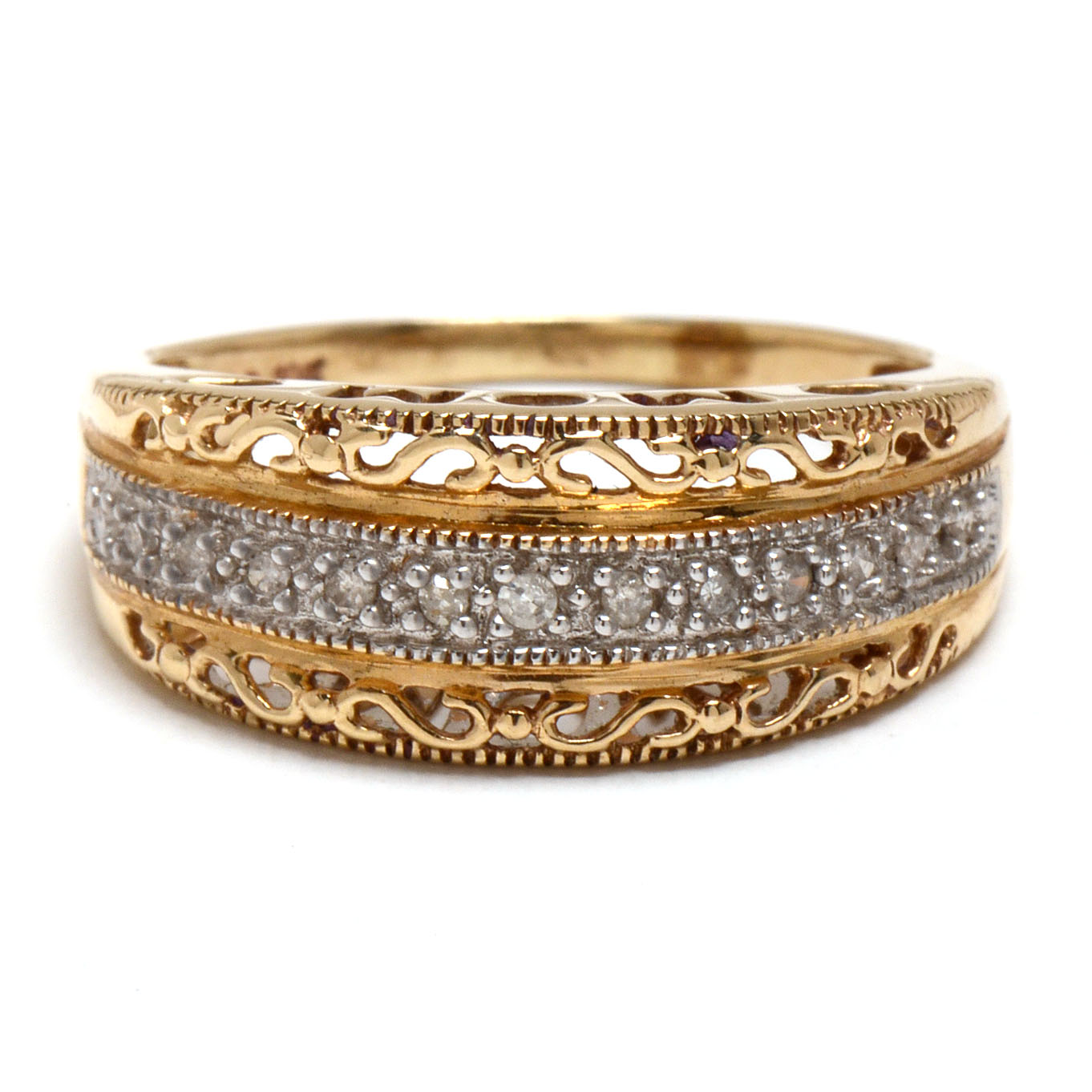 10K Yellow Gold Diamond "Mom" Ring