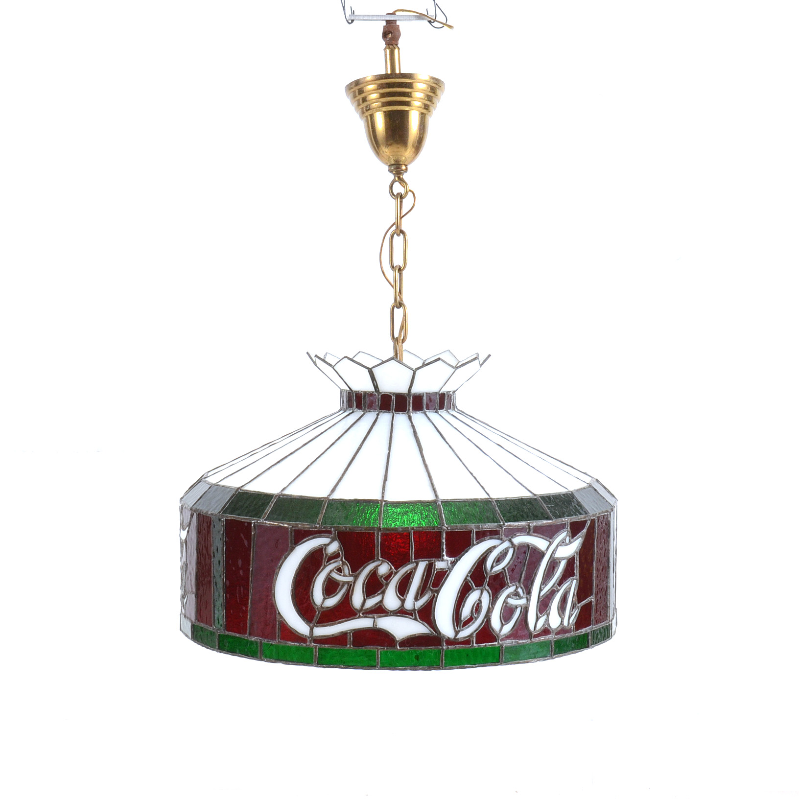 Vintage Coca Cola Stained Glass Pendant Light Fixture