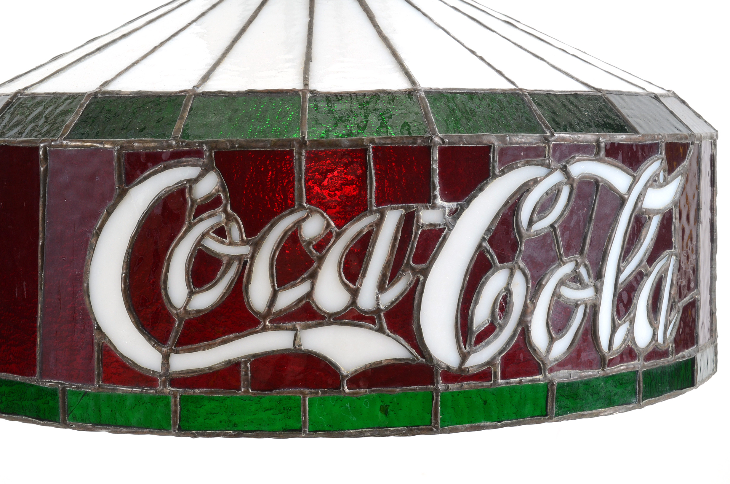 Vintage Coca Cola Stained Glass Pendant Light Fixture
