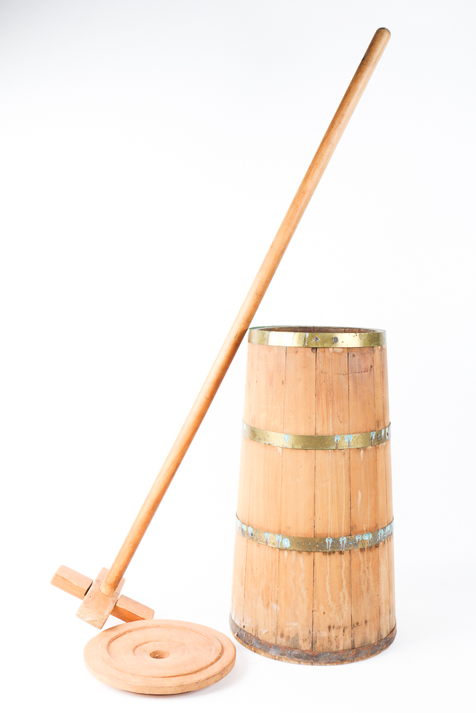 Vintage Wooden Churner and Pail