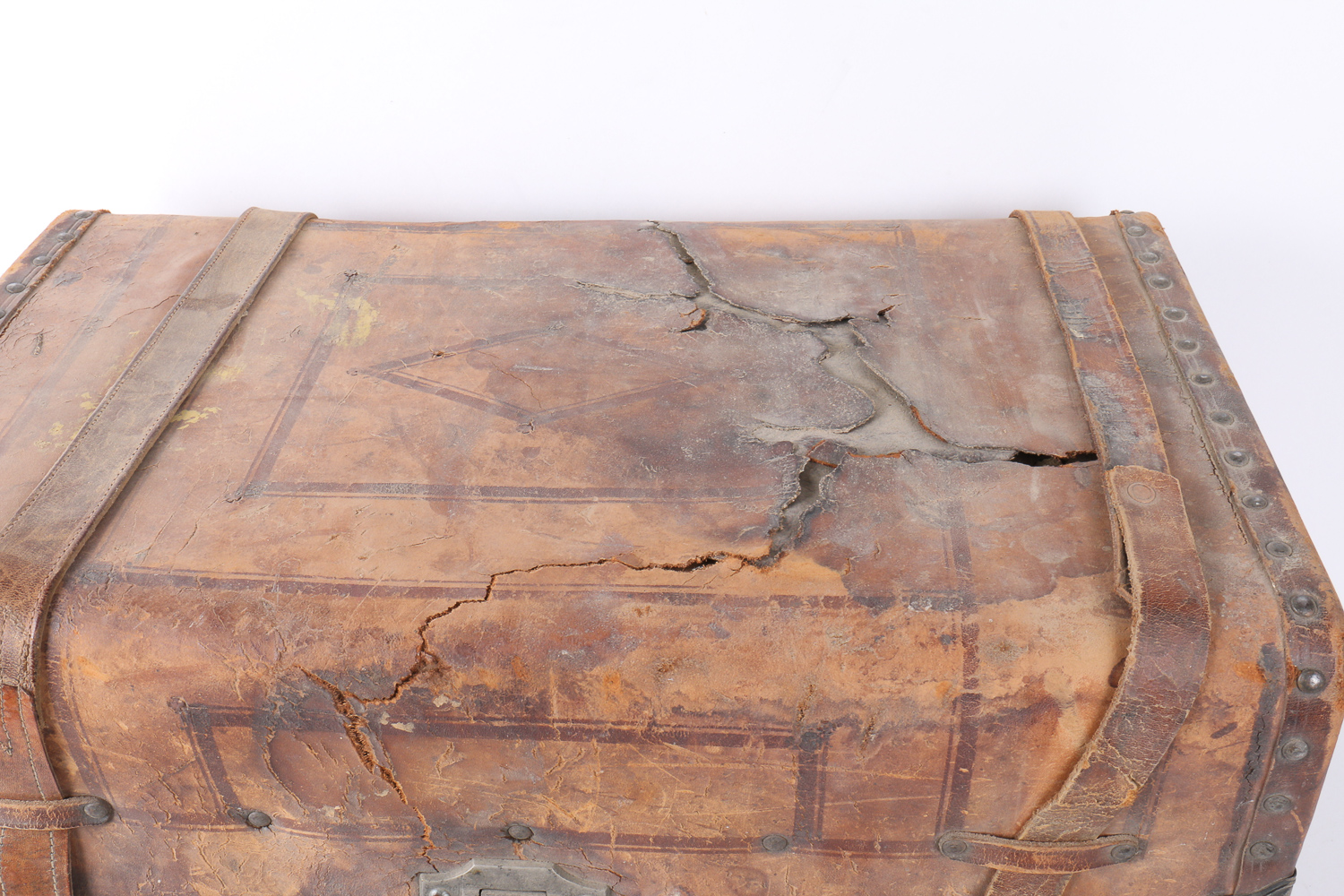 Antique "Aspen Mountain" Leather and Wood Suitcase