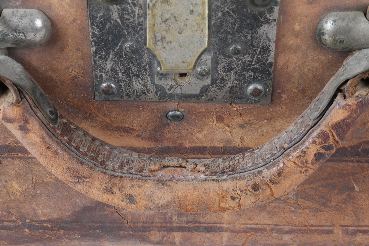 Antique "Aspen Mountain" Leather and Wood Suitcase