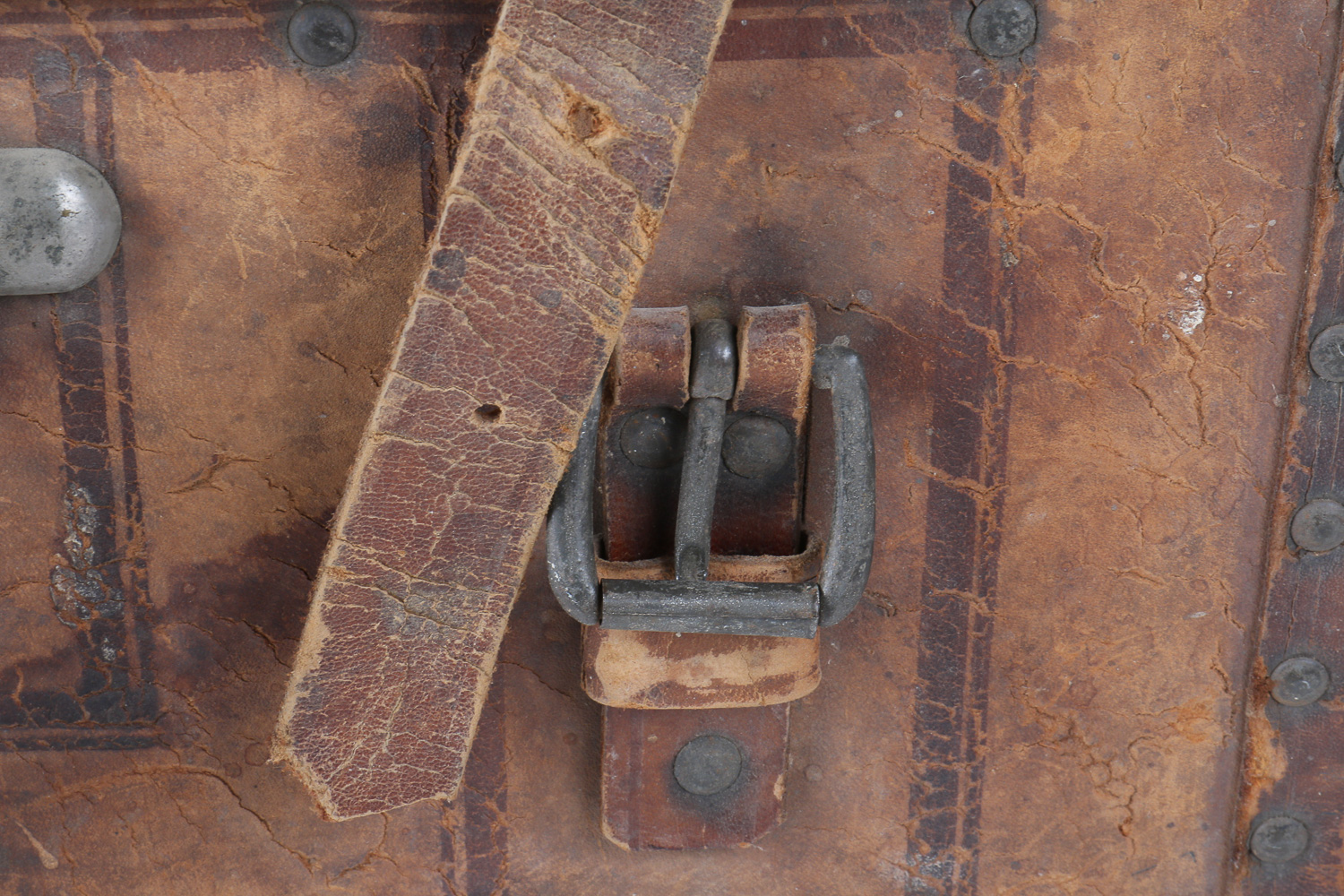 Antique "Aspen Mountain" Leather and Wood Suitcase