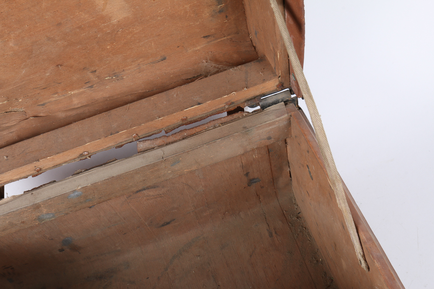 Antique "Aspen Mountain" Leather and Wood Suitcase