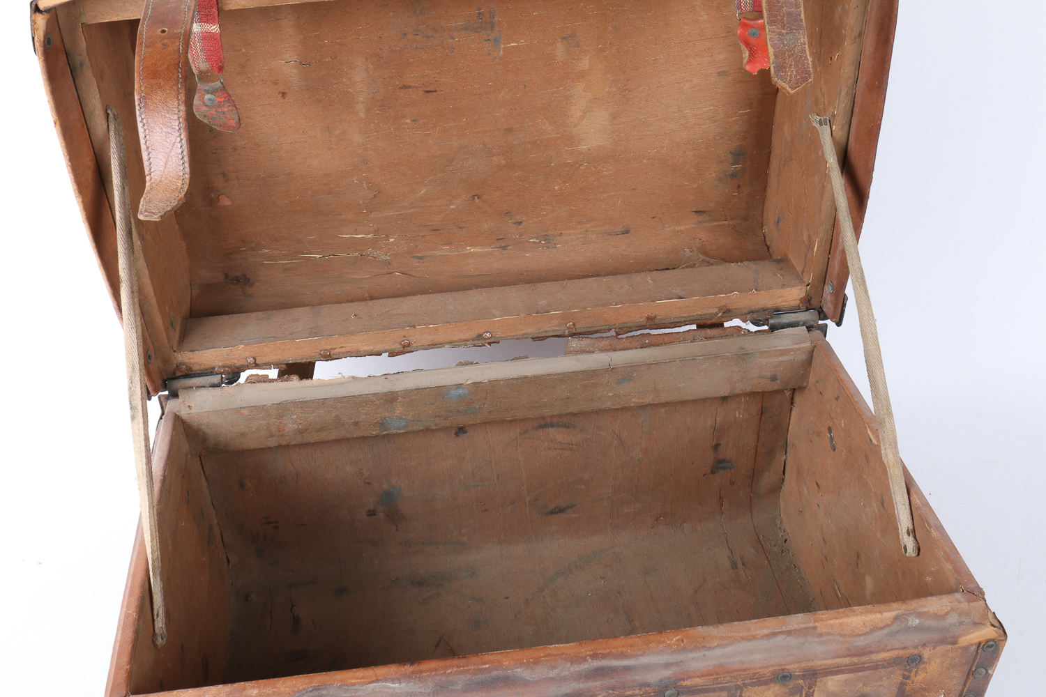 Antique "Aspen Mountain" Leather and Wood Suitcase