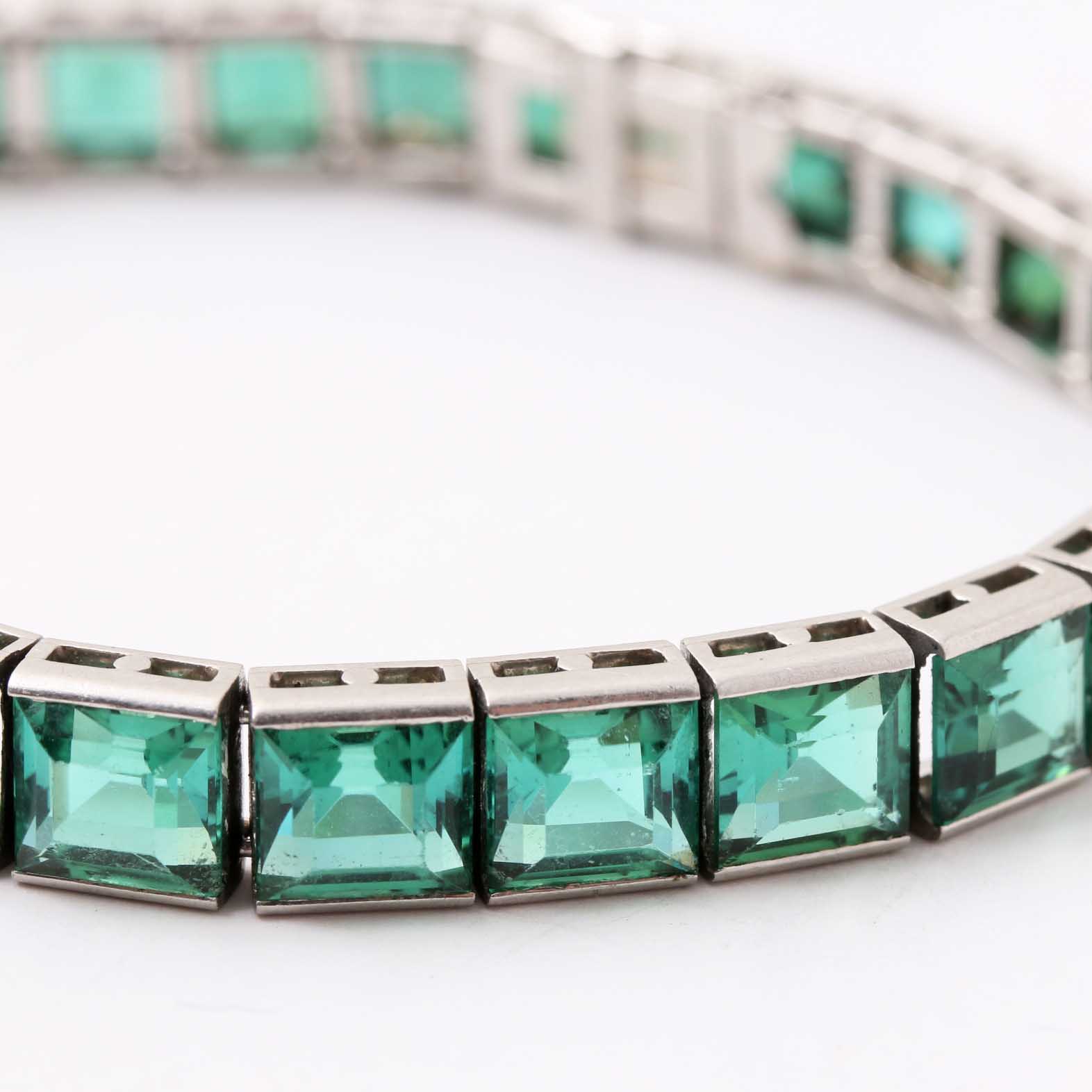 Black Starr & Frost Platinum Green Tourmaline Bracelet