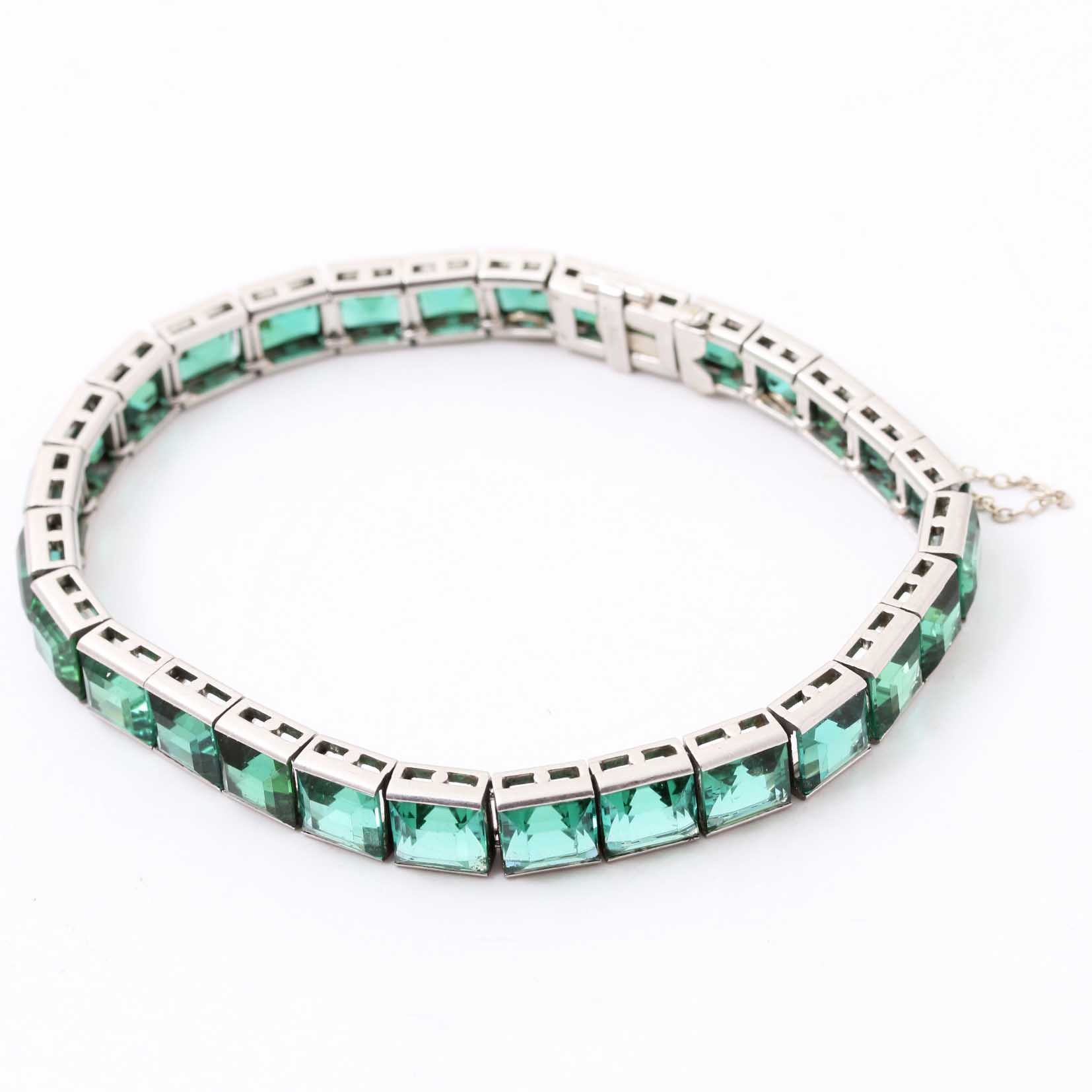 Black Starr & Frost Platinum Green Tourmaline Bracelet
