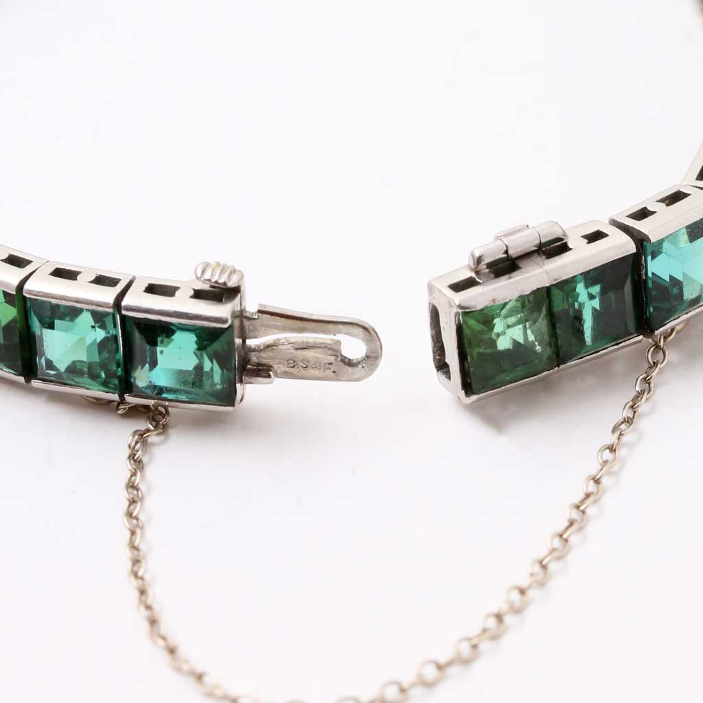 Black Starr & Frost Platinum Green Tourmaline Bracelet