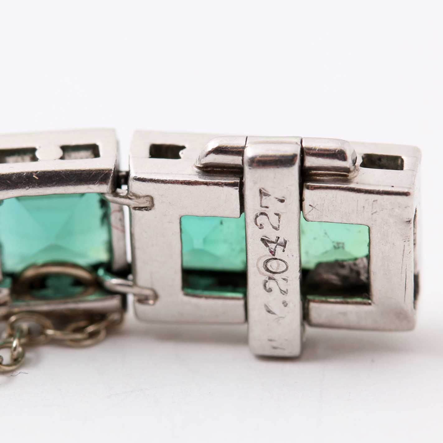 Black Starr & Frost Platinum Green Tourmaline Bracelet