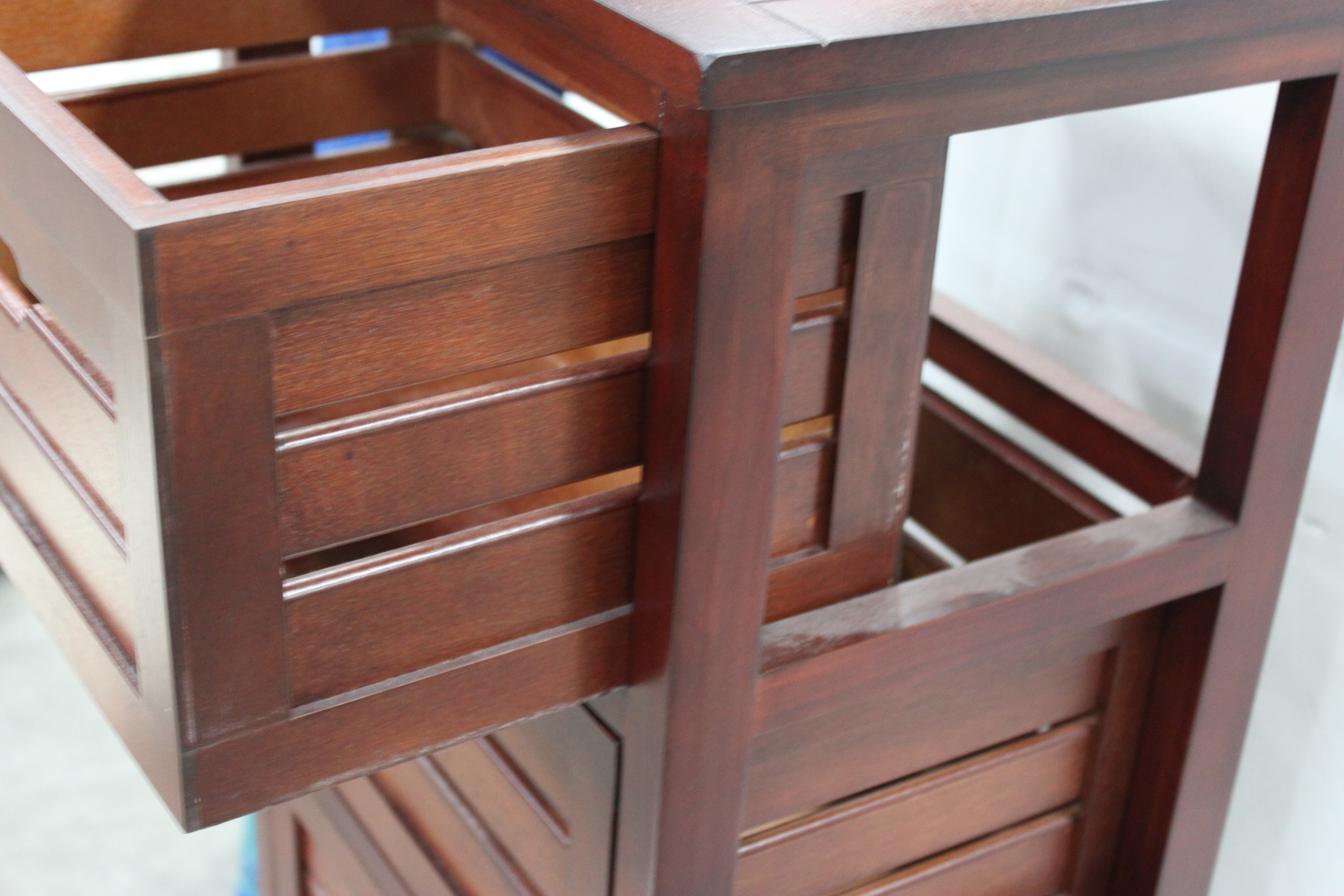 Wooden Five-Bin Storage Tower