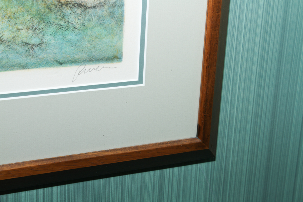 Signed Lithograph of a Rural Scene