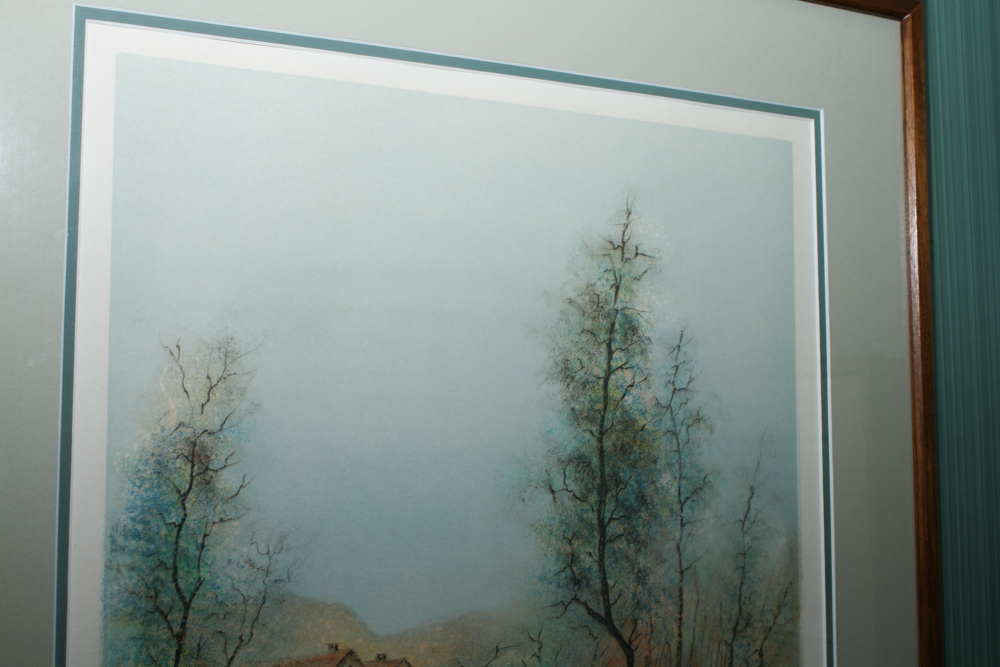 Signed Lithograph of a Rural Scene