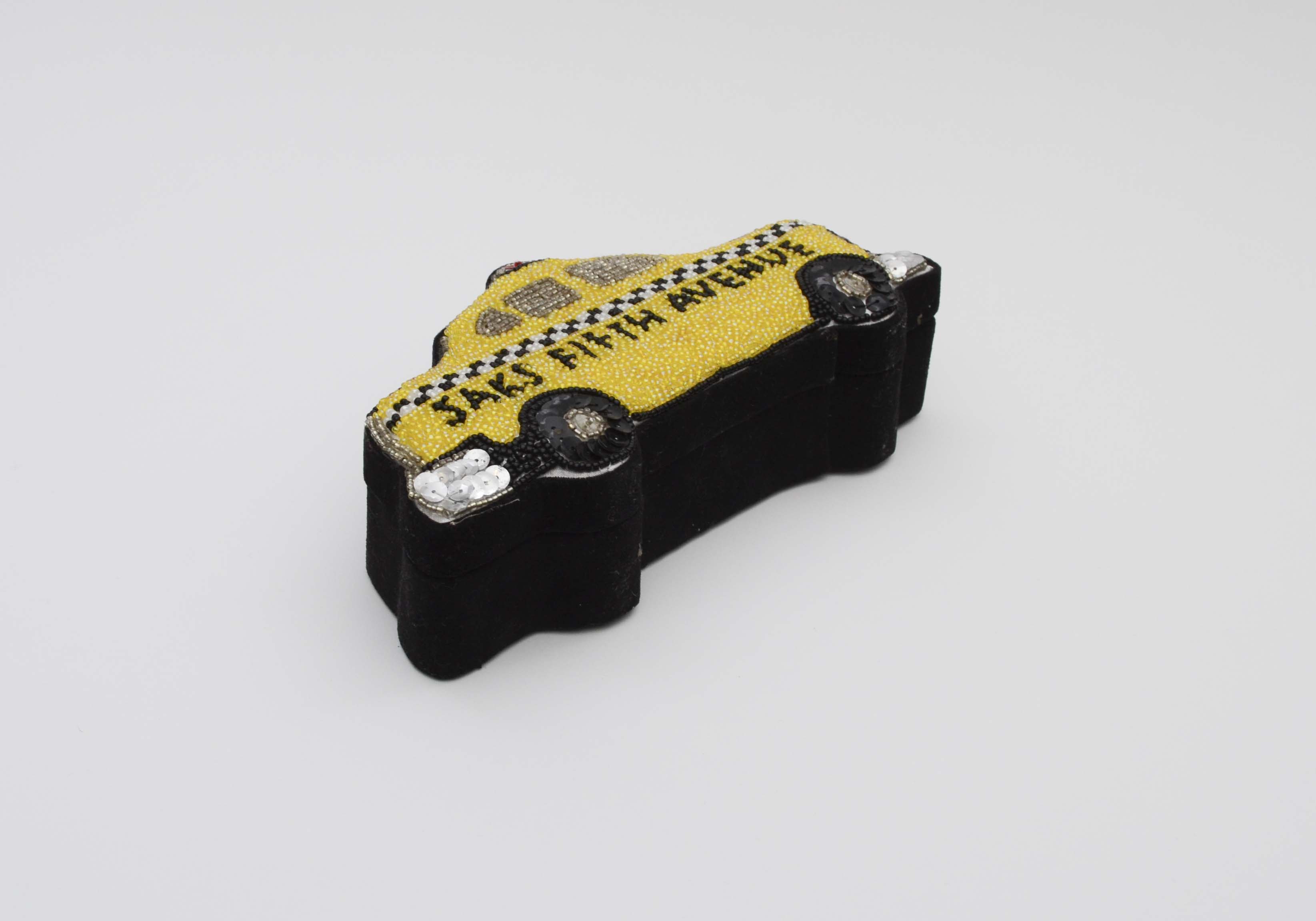 Beaded Saks Fifth Avenue Taxi Cab Jewelry Box
