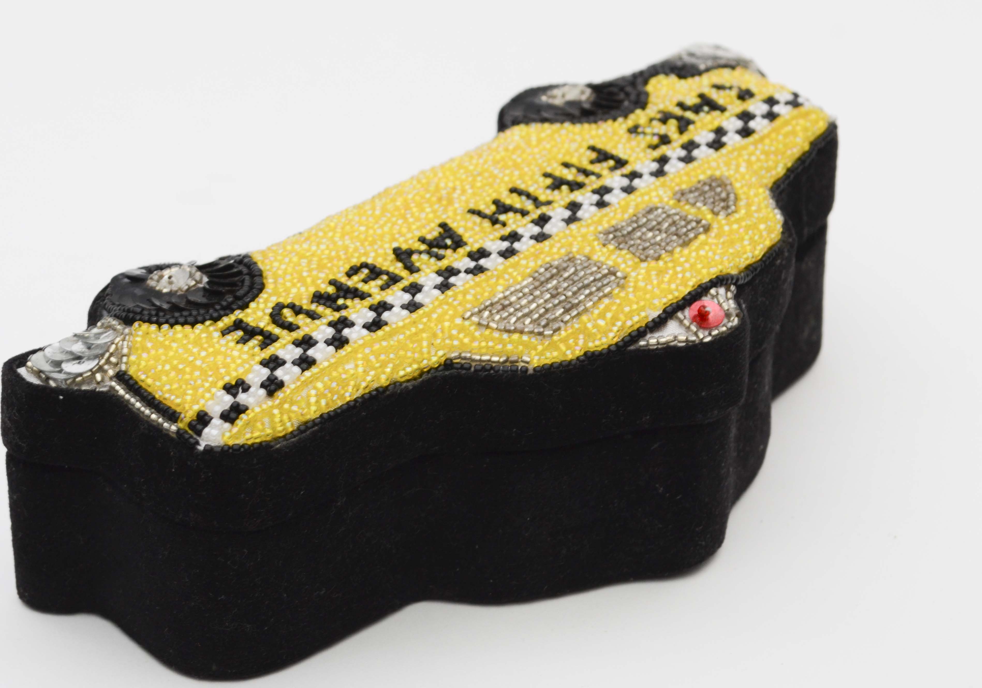 Beaded Saks Fifth Avenue Taxi Cab Jewelry Box