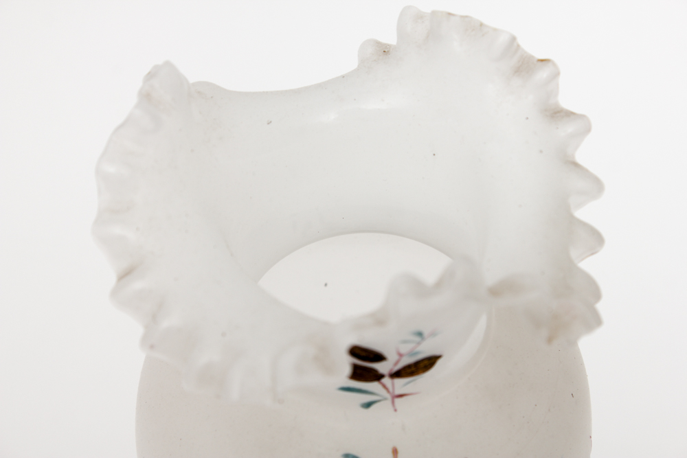 Pair of Hand Painted Vintage Crimped Ruffle Vases