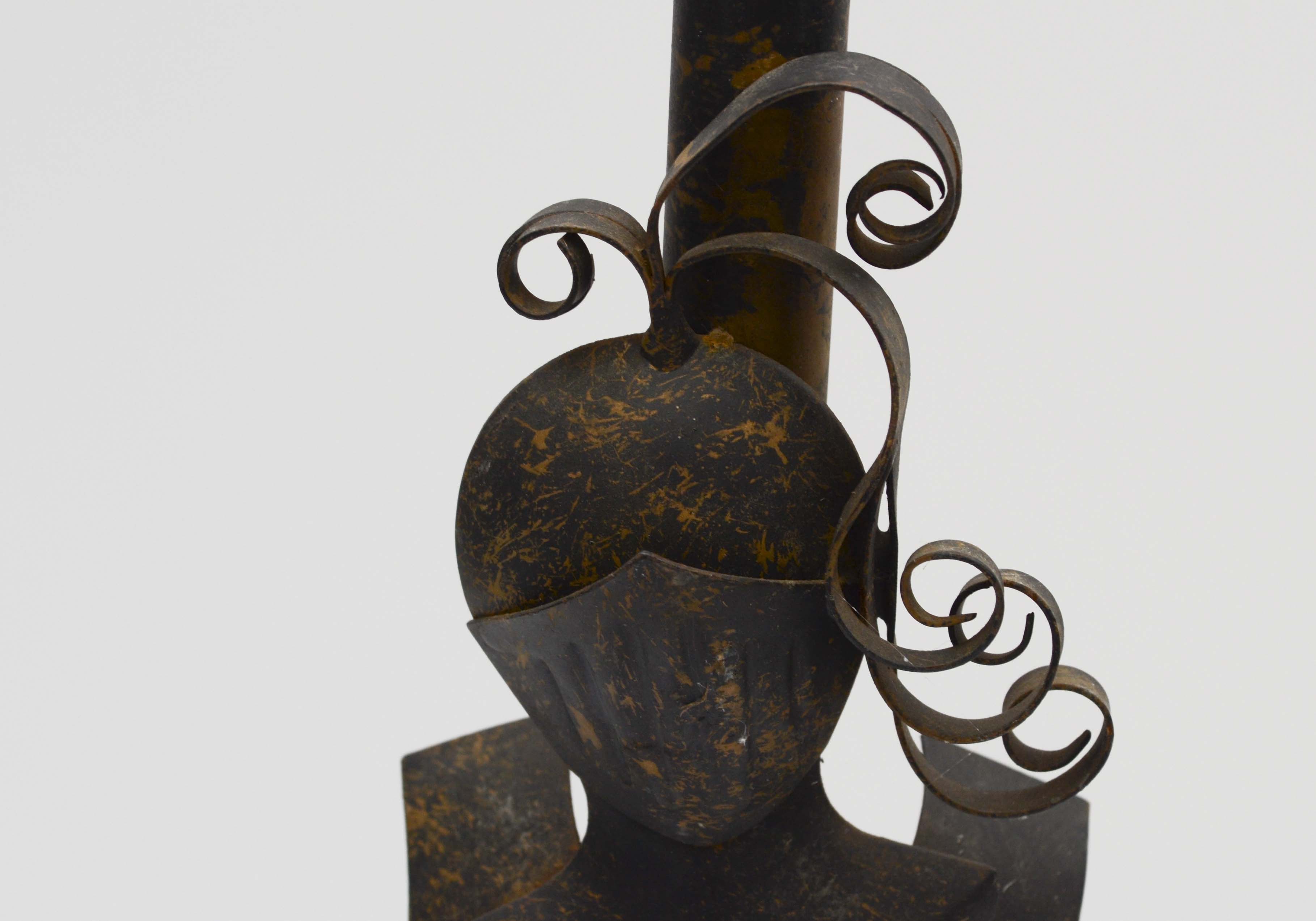 Pair of Metal Candlestick Holders with Coat of Arms Design