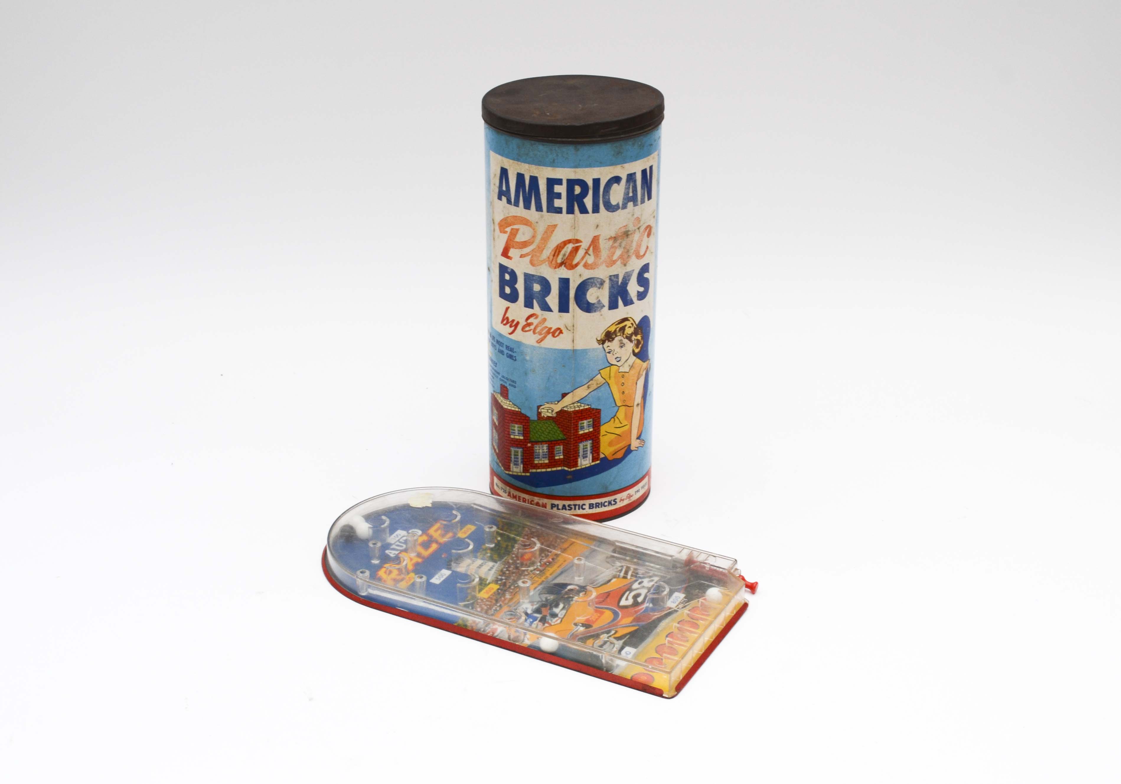 Vintage Toy Bricks and Pinball Game