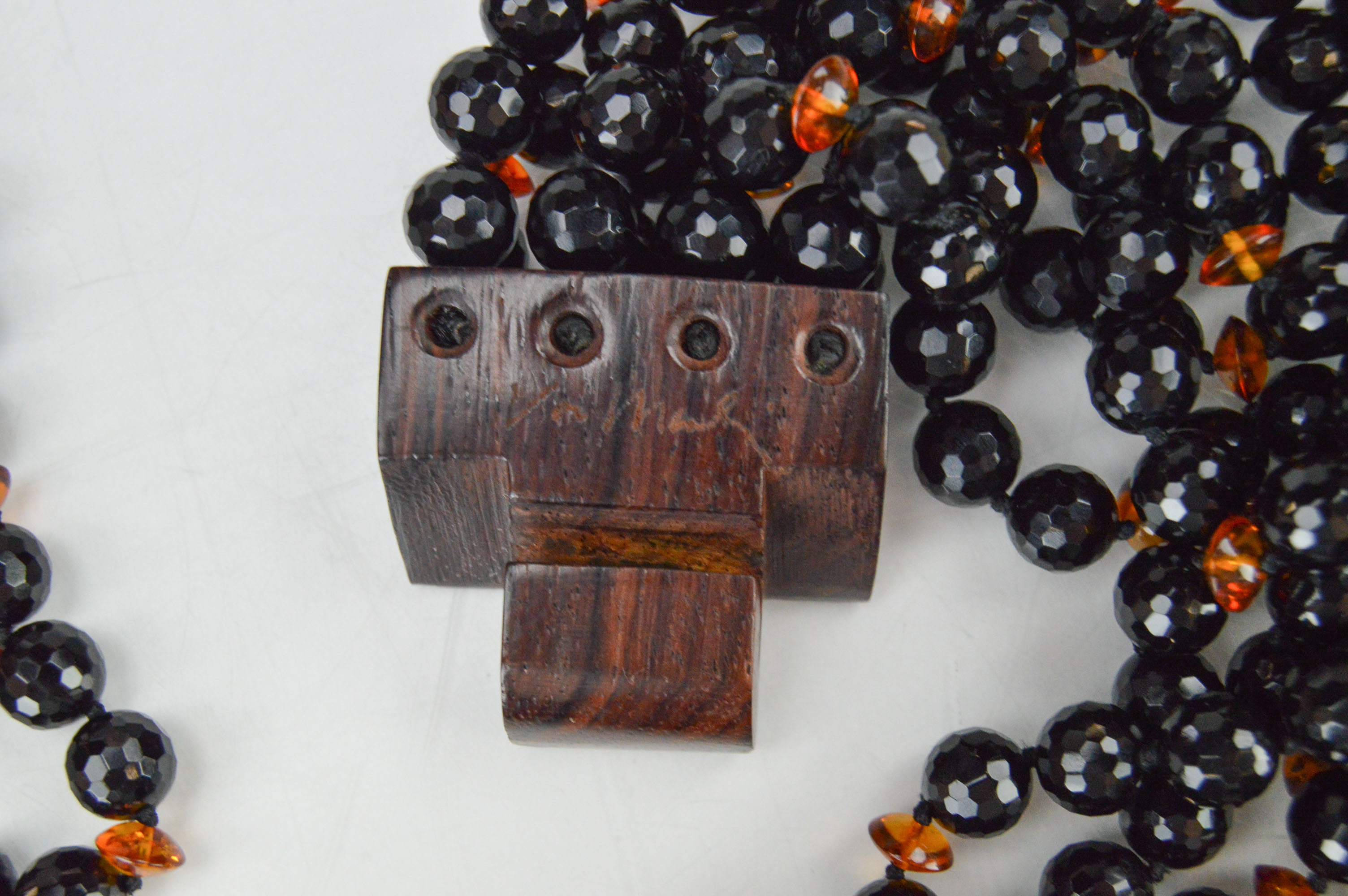 Patricia von Musulin Onyx, Amber, and Rosewood Statement Necklace