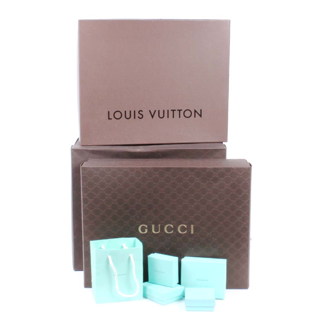Designer Boxes Featuring Gucci, Louis Vuitton and Tiffany & Co.